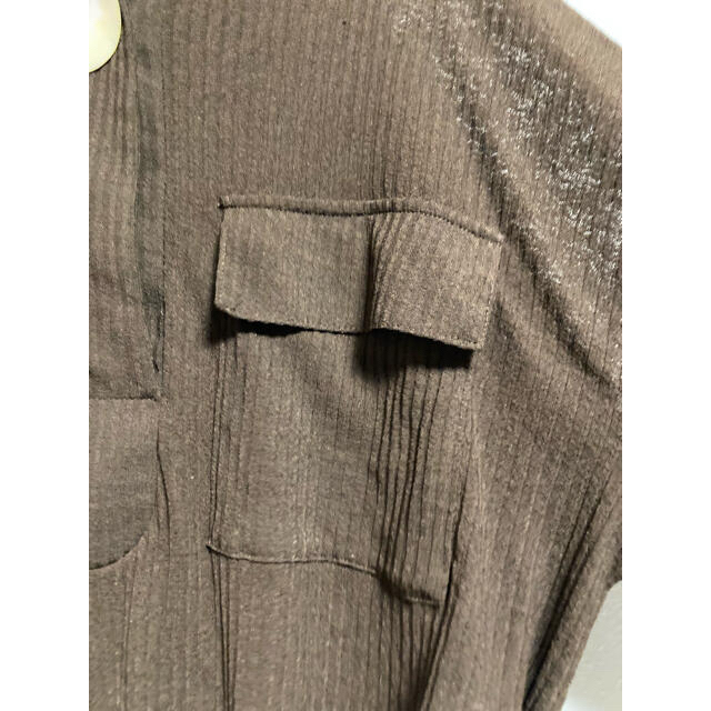 ZARA(ザラ)のZARA BASIC  シェルボタン付き　ブラウン　トップス　Sサイズ レディースのトップス(カットソー(長袖/七分))の商品写真