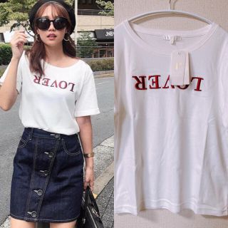 リエンダ(rienda)の新品タグ付き　rienda ロゴＴシャツ　ホワイト　白　.r(Tシャツ(半袖/袖なし))