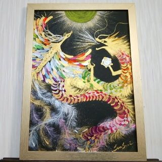 癒しの絵画＊虹光彩の樹～龍と鳳凰～レインボーツリー守護　全体運　発展　好転縁結び