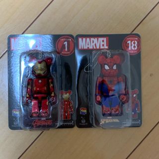 メディコムトイ(MEDICOM TOY)のマーベル ベアブリック 2体 アイアンマン スパイダーマン ハッピーくじ(アメコミ)