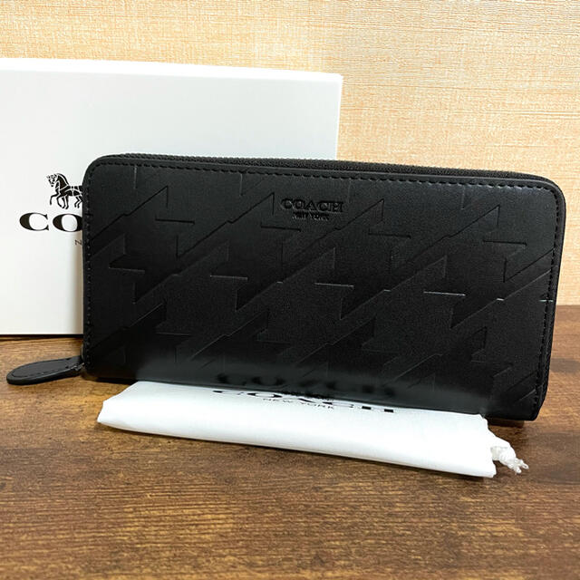 新品 COACH コーチ F74881 ハウンドトゥース 長財布 財布