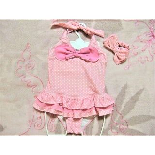 新品♪100♪大人気!!DOLLYRIBBON♪かわいい水玉の水着とシュシュ(水着)