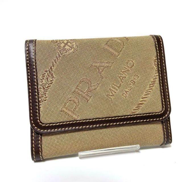 【正規品直輸入】 PRADA - PRADA プラダ 三つ折り　レザー　キャンバス 財布 ジャガード 財布