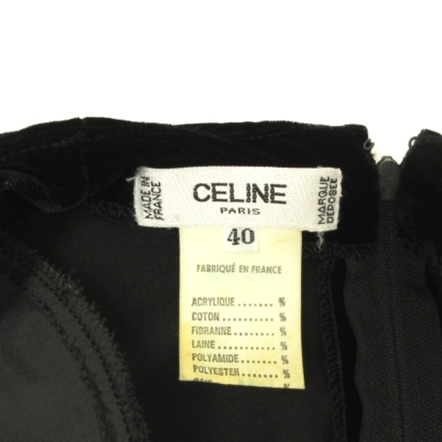 celine(セリーヌ)のセリーヌ ドレス ワンピース 膝丈 長袖 ビジュー装飾 ベロア 黒 40 レディースのワンピース(その他)の商品写真