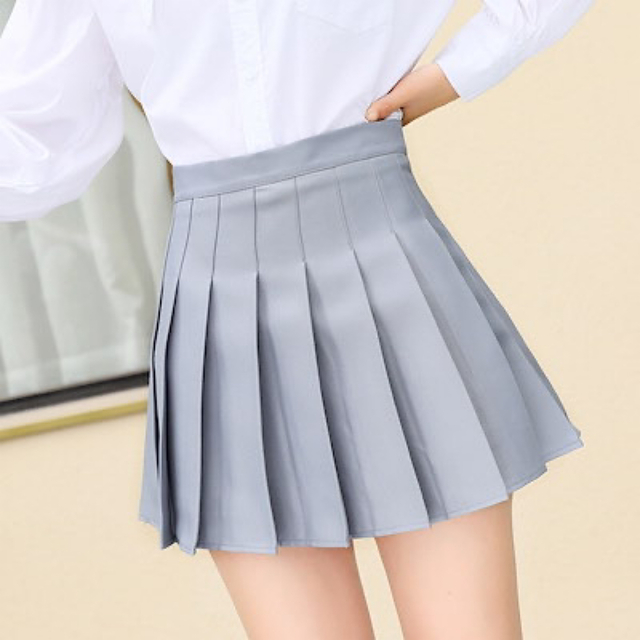 ■プリーツスカート ミニ【グレー】XLsize インナー付 可愛い ミニスカ レディースのスカート(ミニスカート)の商品写真