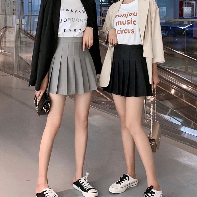 ■プリーツスカート ミニ【グレー】XLsize インナー付 可愛い ミニスカ レディースのスカート(ミニスカート)の商品写真