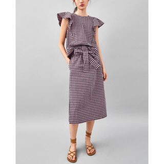 ザラ(ZARA)の美品  ZARA チェック柄スカート(ひざ丈スカート)