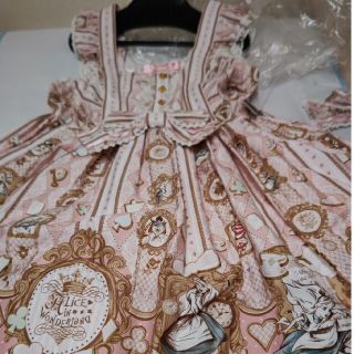 アンジェリックプリティー(Angelic Pretty)のアンジェリックプリティ受注ディズニーアリスコラボジャンスカとバレッタ(ひざ丈ワンピース)