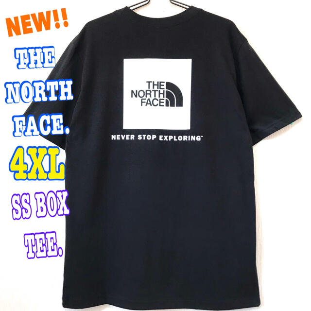 超ビッグ ☆ 新品 ノースフェイス BOX Tシャツ 黒 白 4XL 5L