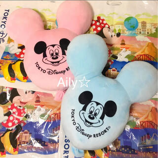ディズニー(Disney)の新品♡ ミッキー バルーン クッション　ピンク　ブルー　ディズニーリゾート(クッション)