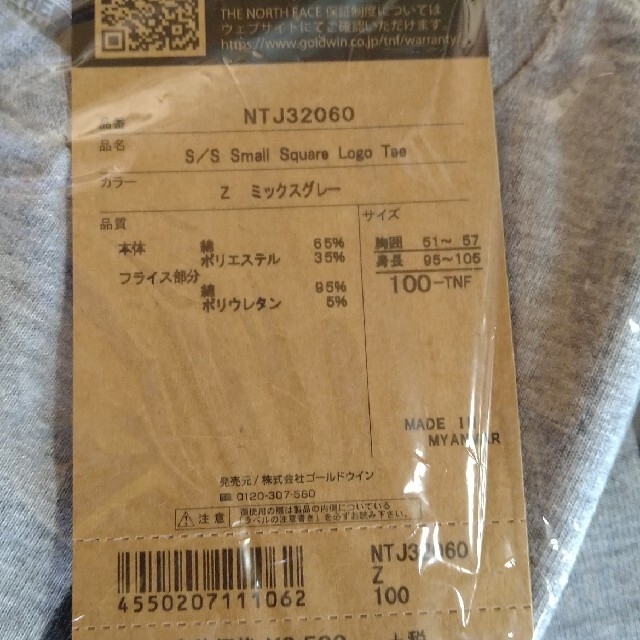 THE NORTH FACE(ザノースフェイス)の【新品】THE NORTH FACE キッズTシャツ　グレー　100㎝　2 キッズ/ベビー/マタニティのキッズ服男の子用(90cm~)(Tシャツ/カットソー)の商品写真