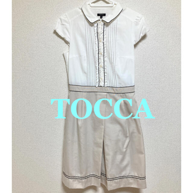 TOCCA(トッカ)のTOCCA ワンピース　膝丈　半袖　フリル　バイカラー レディースのワンピース(ひざ丈ワンピース)の商品写真