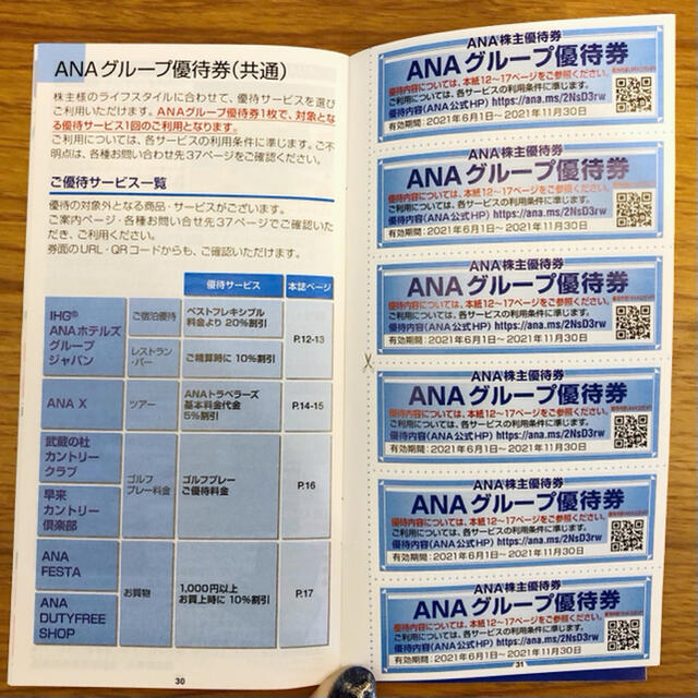 ANA(全日本空輸)(エーエヌエー(ゼンニッポンクウユ))のANA株主優待　(1枚＋1冊) チケットの優待券/割引券(その他)の商品写真