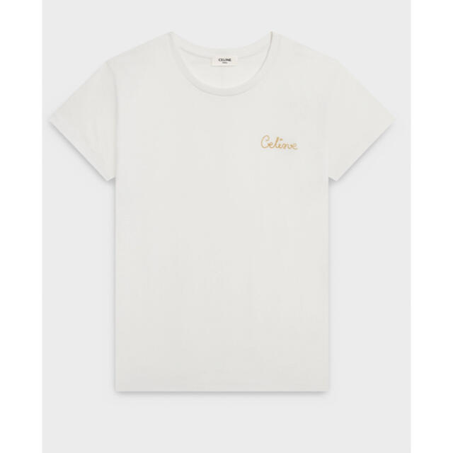 CELINE エンブロイダリー Tシャツ コットン オフホワイト