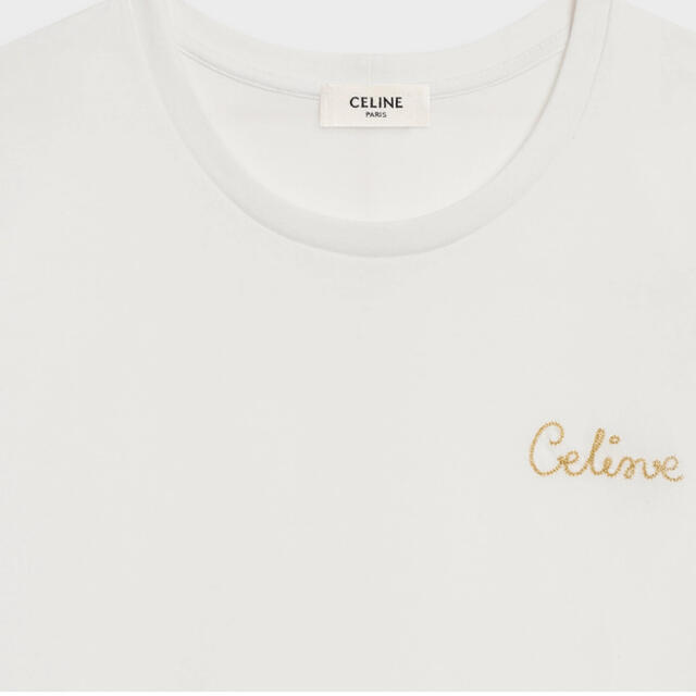 celine(セリーヌ)のCELINE エンブロイダリー Tシャツ コットン オフホワイト レディースのトップス(Tシャツ(半袖/袖なし))の商品写真