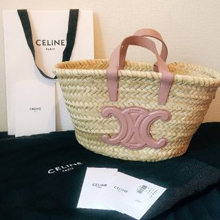 セフィーヌ(CEFINE)の売切り値下げ■CELINE■かごバッグヴィンテージピンク■ラフィア&カーフスキン(かごバッグ/ストローバッグ)