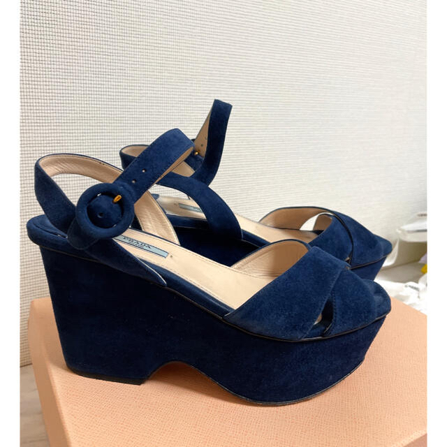 PRADA - プラダ プラットホームサンダル ネイビー 24.5の通販 by 晴れ