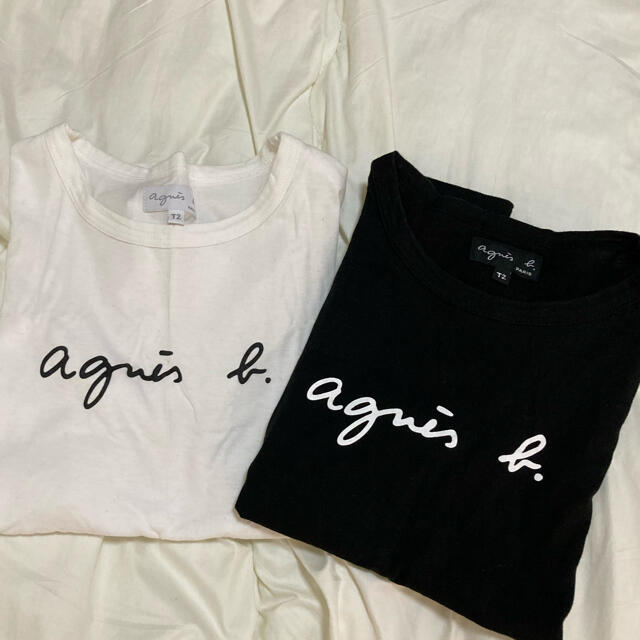 agnes b.(アニエスベー)のアニエスベー　半袖ロゴTシャツ　黒白2個セット レディースのトップス(Tシャツ(半袖/袖なし))の商品写真