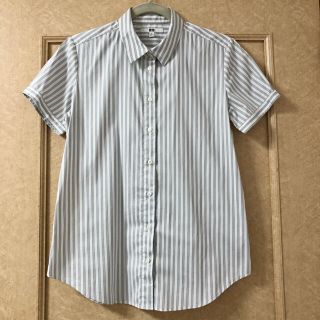 ユニクロ(UNIQLO)のユニクロ　レディース　ストライプシャツ　半袖　Lサイズ(シャツ/ブラウス(半袖/袖なし))