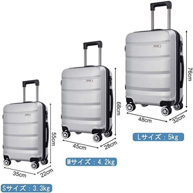キャリーバッグシルバーM レディースのバッグ(スーツケース/キャリーバッグ)の商品写真