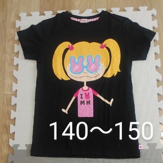 ミキハウス(mikihouse)のミキハウス　キッズ　女の子　半袖　 黒　ビッグプリント  S　140～150(Tシャツ/カットソー)