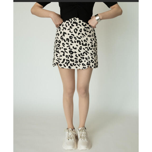インナー付きレオパード柄♡ハイウエストフロントスリットスカート♡ レディースのスカート(ミニスカート)の商品写真