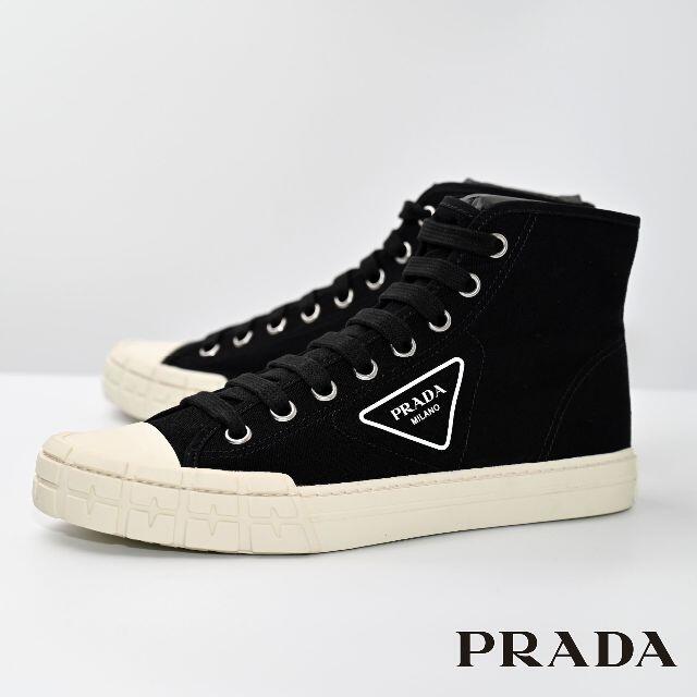 新品 100％本物 正規品 PRADA キャンバス ハイトップスニーカー