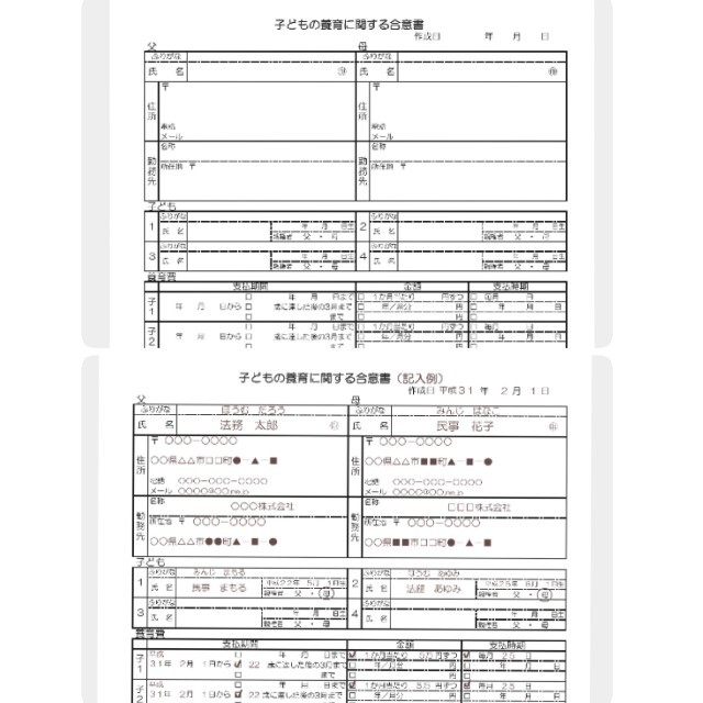 【普】 離婚届 各種届 詳細記入例 (お子様居る方用)  エンタメ/ホビーのコレクション(印刷物)の商品写真