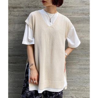 ページボーイ(PAGEBOY)のPAGEBOY ページボーイ 美品 ニットベスト メッシュ グレージュ(ベスト/ジレ)