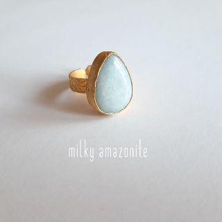 『Milky Amazonite』の世界でひとつの天然石リング(リング(指輪))