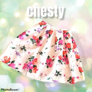 チェスティ(Chesty)のChesty花柄スカートpink チェスティ(ひざ丈スカート)