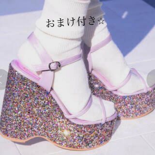 エスペランサ(ESPERANZA)の【試し履きのみ✨】厚底 グリッターウエッジクリアサンダル パープル(サンダル)