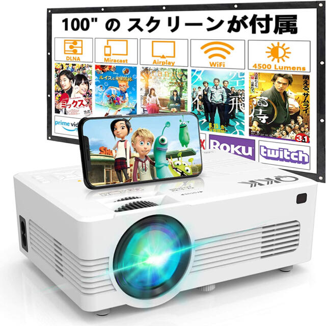 Q KK WiFiプロジェクター 5000LM＋fire tv stick スマホ/家電/カメラのテレビ/映像機器(プロジェクター)の商品写真