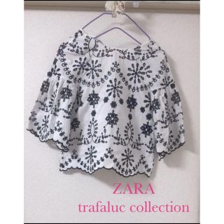 ザラ(ZARA)のZARA トップス  刺繍カットソー  ブラウス(カットソー(半袖/袖なし))