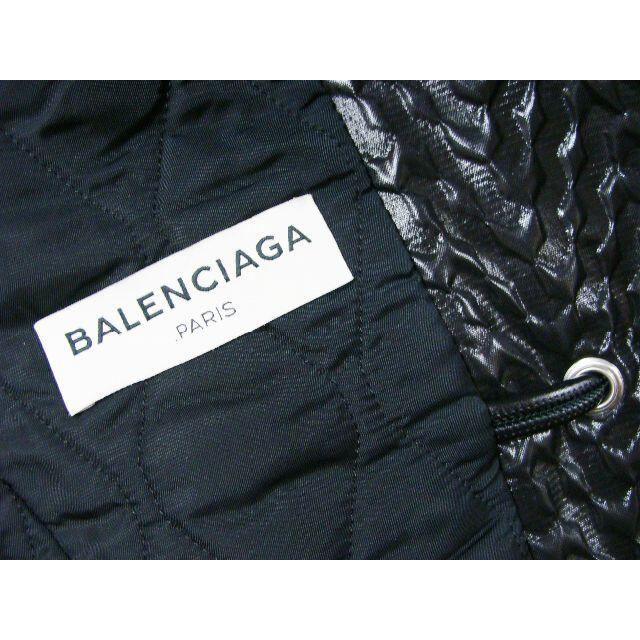 バレンシアガ光沢キルティング柄中綿フードダッフルブルゾンコートジャケット