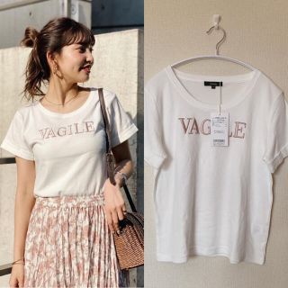 リエンダ(rienda)の新品タグ付き　rienda ロゴＴシャツ　ホワイト　白　VAGILE(Tシャツ(半袖/袖なし))