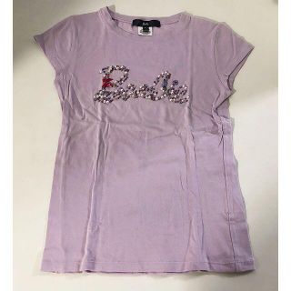 バービー(Barbie)のTシャツ トップス バービーロゴ ビーズ製ロゴ ライトパープル サイズM(Tシャツ(半袖/袖なし))