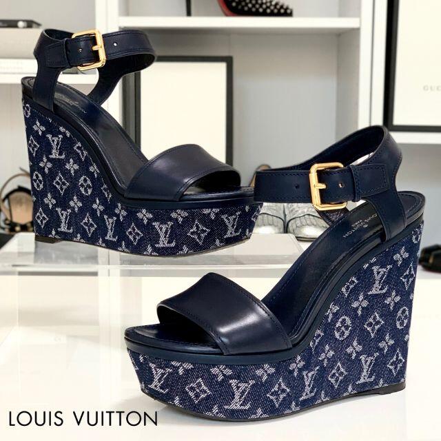 LOUIS VUITTON - 2670 ヴィトン モノグラム デニム ウェッジサンダル