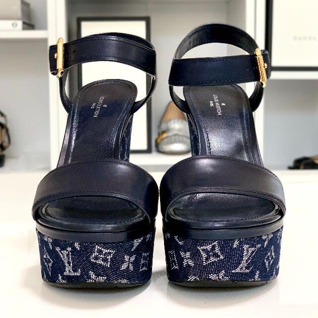 LOUIS VUITTON - 2670 ヴィトン モノグラム デニム ウェッジサンダル