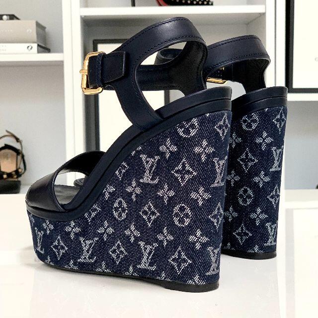 LOUIS VUITTON - 2670 ヴィトン モノグラム デニム ウェッジサンダル