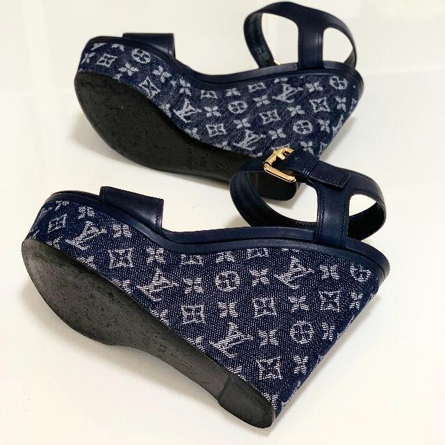 LOUIS VUITTON - 2670 ヴィトン モノグラム デニム ウェッジサンダル