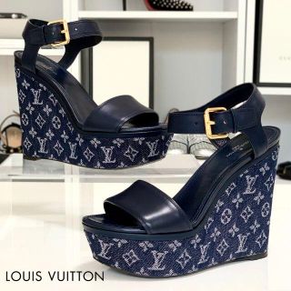 デニムウェッジサンダル　LOUIS VUITTON