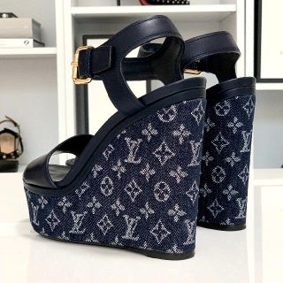 LOUIS VUITTON - 2670 ヴィトン モノグラム デニム ウェッジ