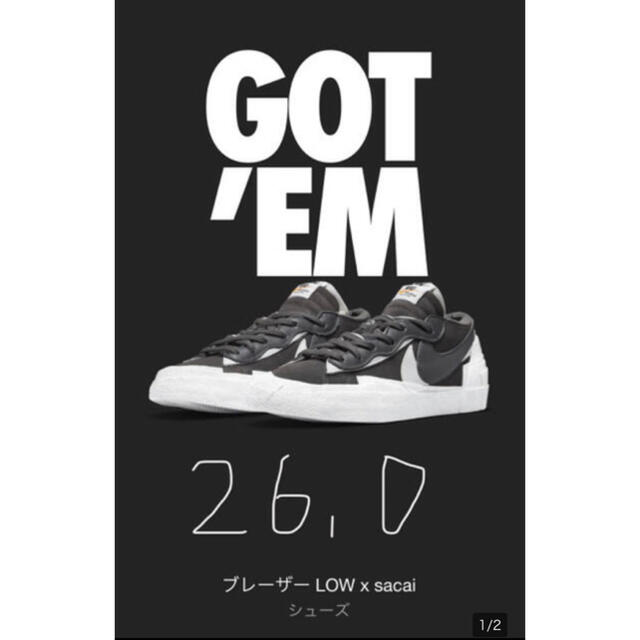 NIKE(ナイキ)のnike x sacai ブレーザー LOW メンズの靴/シューズ(スニーカー)の商品写真