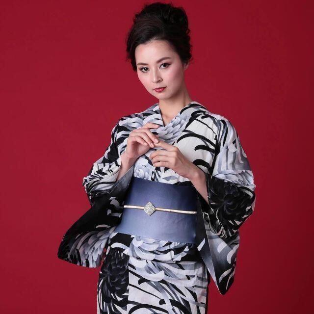 浴衣 白 黒 y55 桜 フリーサイズ 鹿の子 レディース - 通販