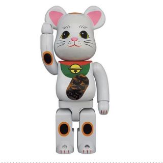 メディコムトイ(MEDICOM TOY)のBE@RBRICK 招き猫 白メッキ 発光 400％ (その他)