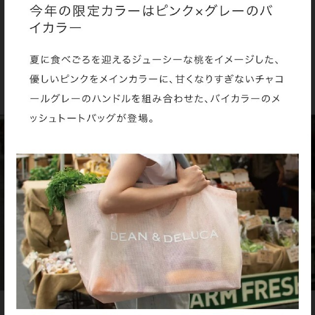 DEAN & DELUCA(ディーンアンドデルーカ)のDEAN&DELUCA メッシュトートバッグ ピンク×グレー Lサイズ レディースのバッグ(トートバッグ)の商品写真