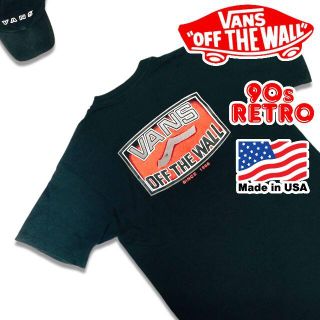 ヴァンズ(VANS)の90s USA製 バンズ バックロゴ Tシャツ ブラック L VANS スケート(Tシャツ/カットソー(半袖/袖なし))