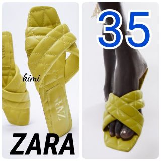 ザラ(ZARA)のZARA　(35)　キルティングサンダル　クロスオーバー　スクエアトゥ　サンダル(サンダル)