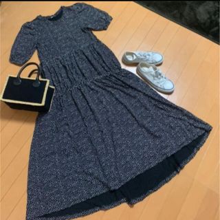 ザラ(ZARA)のドットパフワンピース　s(ロングワンピース/マキシワンピース)